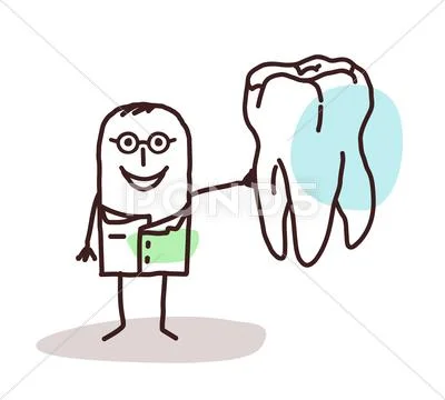 Cartoon dentist with big tooth Stock Illustration