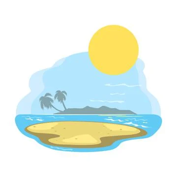 Cartoon desert island paradise Stock Illustration