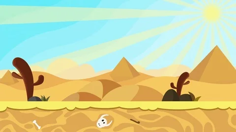 Cartoon Desert landscape Animation Loop. colorful desert background loop Stock Footage 78237921
