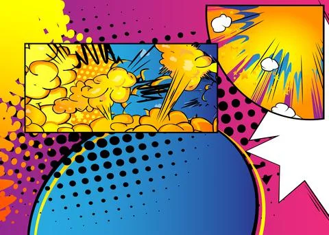 Cartoon design colored background. Comic book illustration with speech bubble Stockillustratie