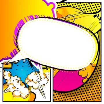 Cartoon design colored background. Comic book illustration with speech bubble 库存插图
