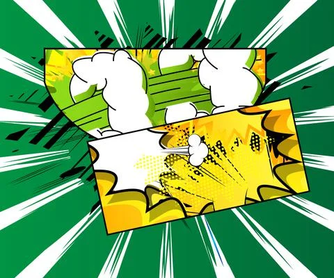 Cartoon design colored background. Comic book illustration with speech bubble 스톡 일러스트
