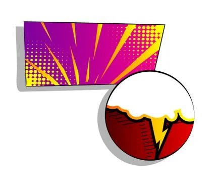 Cartoon design colored comic book label, sign. Marketing, advertising backgro Illustrazione stock