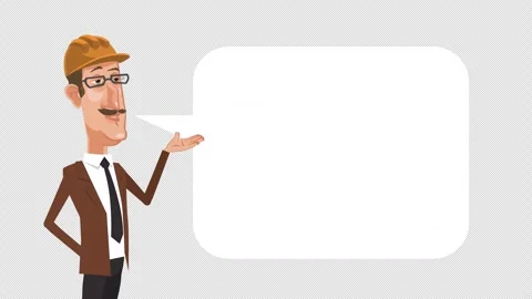 Cartoon design engineer character speaks with speech bubble animation with alpha Stock-Footage 248363210