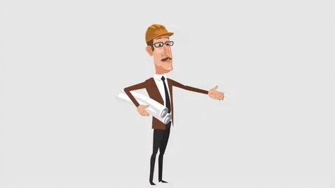 Cartoon design engineer character  spreads his arms and shrugs animation Video stock 240908723
