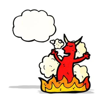 Cartoon devil appearing, Stock Illustration
