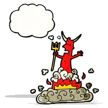 Cartoon devil appearing, Stock Illustration