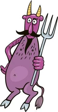 Cartoon devil Cartoon illustration of devil with fork Copyright: xZoonar.c... 스톡 사진