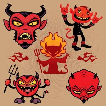 Cartoon Devil Collection A collection of vector cartoon devil characters i... Stock Photos