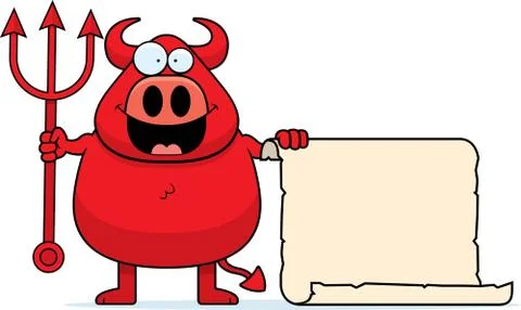 Cartoon Devil Contract Stock Illustration