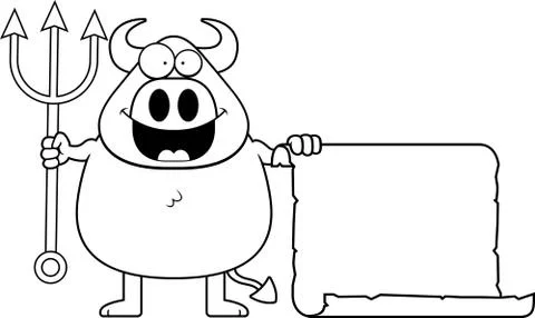 Cartoon Devil Contract Stock Illustration
