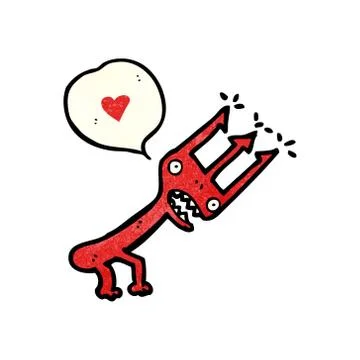 Cartoon devil fork monster Stock Illustration