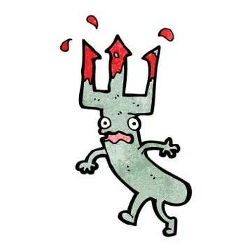 Cartoon devil fork monster Stock Illustration