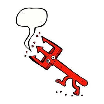 Cartoon devil fork with speech bubble Stock Illustration