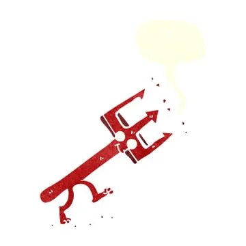 Cartoon devil fork with speech bubble Stock Illustration