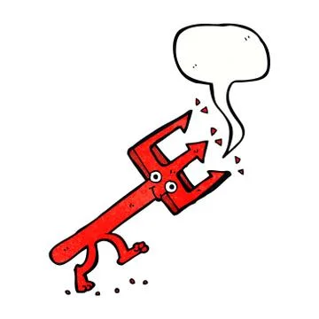Cartoon devil fork with speech bubble Stock Illustration