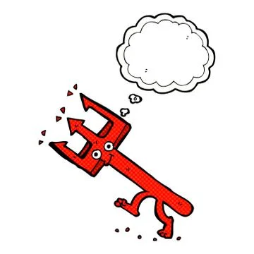 Cartoon devil fork with thought bubble Stock Illustration