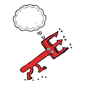 Cartoon devil fork with thought bubble イラスト素材