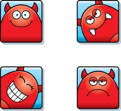 Cartoon Devil Icons Stock Illustration