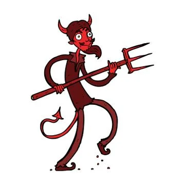 Cartoon devil with pitchfork Stock Illustration