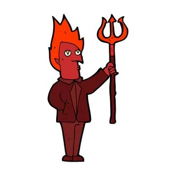 Cartoon devil with pitchfork Stock Illustration
