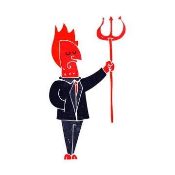 Cartoon devil with pitchfork Stock Illustration