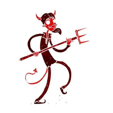 Cartoon devil with pitchfork Stock Illustration