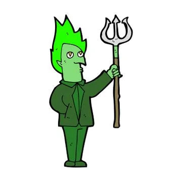 Cartoon devil with pitchfork Stock Illustration