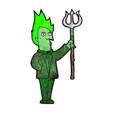 Cartoon devil with pitchfork Stock Illustration