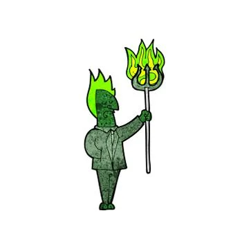 Cartoon devil with pitchfork Stock Illustration