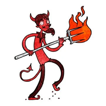 Cartoon devil with pitchfork Stock Illustration