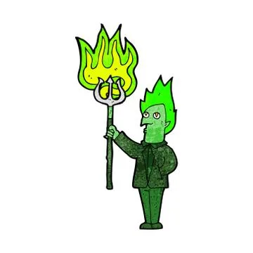 Cartoon devil with pitchfork Stock Illustration