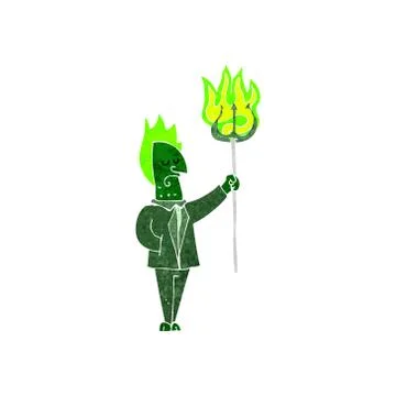 Cartoon devil with pitchfork Stock Illustration