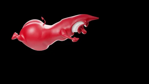 Cartoon Devil Right View Falling and Swimming Loop 스톡 동영상 346205536