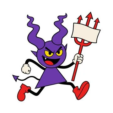 Cartoon Devil Running with Trident Stock-Illustration