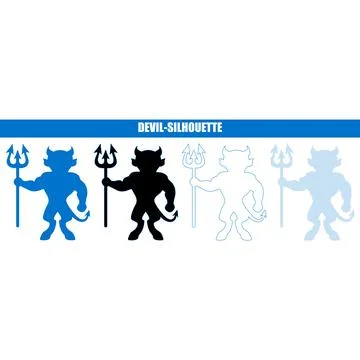 Cartoon Devil silhouette with trident during Halloween celebration isolated.. Stock Illustration