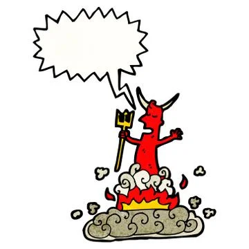 Cartoon devil with speech bubble Stock Illustration