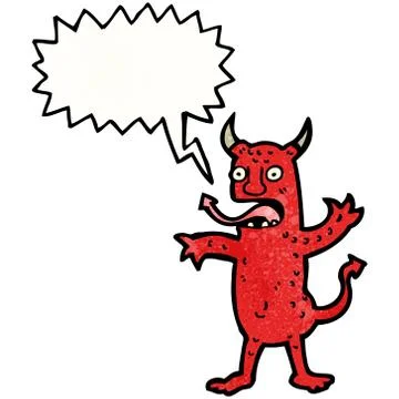 Cartoon devil with speech bubble Stock Illustration