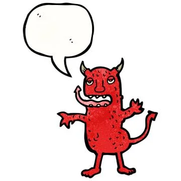 Cartoon devil with speech bubble 스톡 일러스트