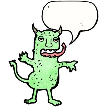 Cartoon devil with speech bubble Stock Illustration