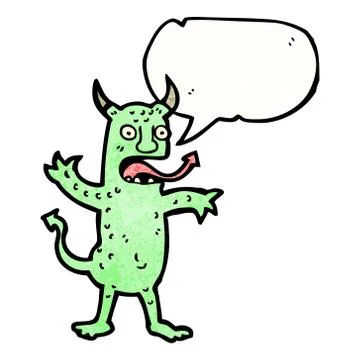 Cartoon devil with speech bubble Stock Illustration