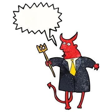 Cartoon devil with speech bubble 스톡 일러스트