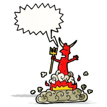 Cartoon devil with speech bubble 스톡 일러스트