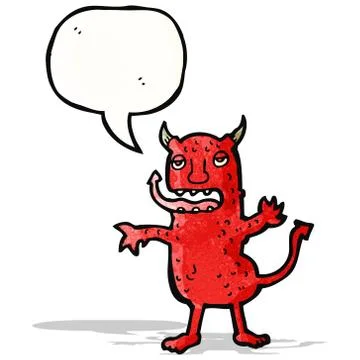 Cartoon devil with speech bubble Stock Illustration