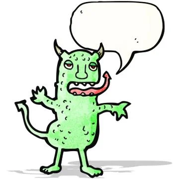 Cartoon devil with speech bubble 스톡 일러스트