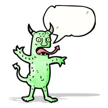 Cartoon devil with speech bubble 스톡 일러스트
