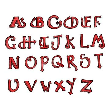 Cartoon devil tail alphabet Stock Illustration