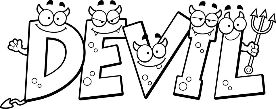 Cartoon Devil Text Stock Illustration