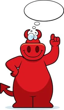Cartoon devil thinking Stock Illustration