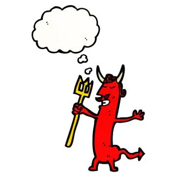 Cartoon devil with thought bubble Stock Illustration